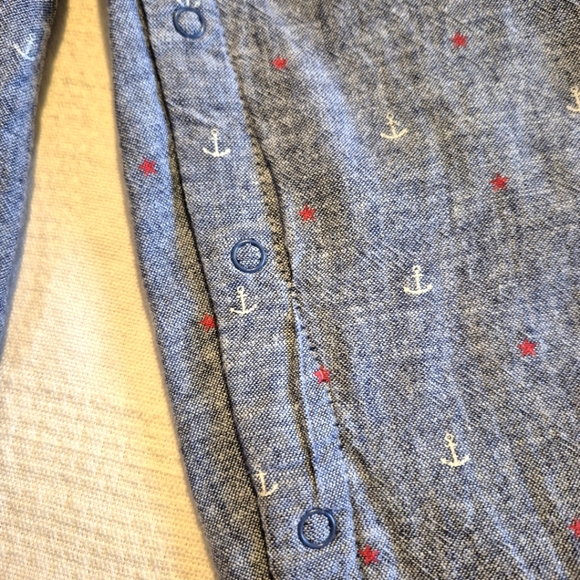 Janie and Jack boys 18-24 months overalls chambray lined, stars & anchors VGUC - Picture 3 of 11